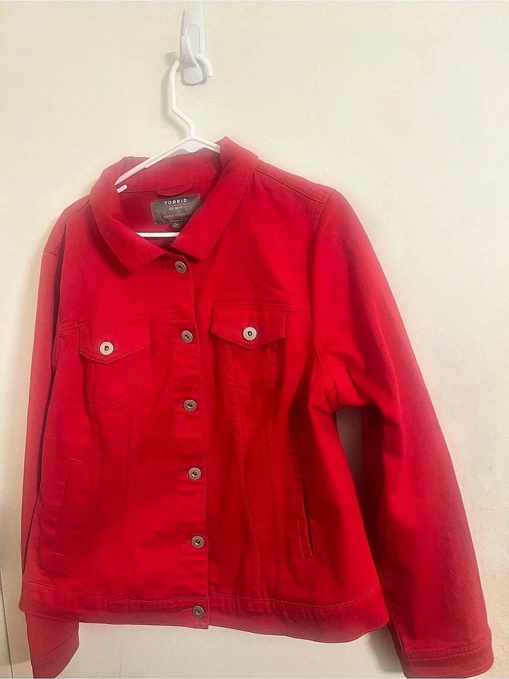 Torrid Ruby Red Denim Trucker Jacket Red